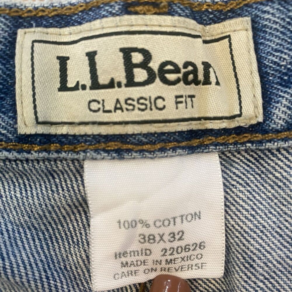 LL Bean Denim Classic Fit Jeans Mens size 38x32 Blue Chore Work pants - Picture 11 of 16